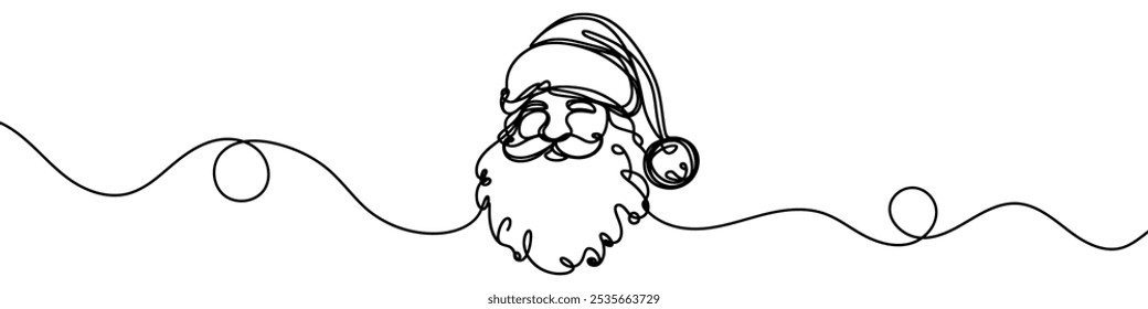 Linha contínua desenhando a face de Santa Claus. Ilustração de vetor de Natal