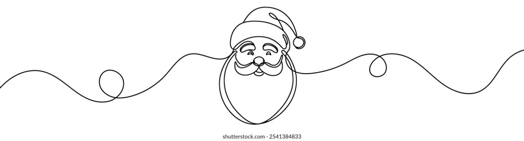 Linha contínua desenhando a face de Santa Claus. Ilustração de vetor de Natal