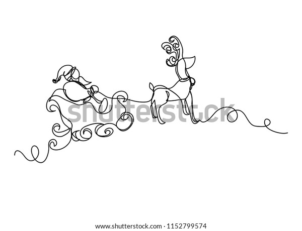 Continuous Line Drawing Santa Claus Sitting Stock Vector