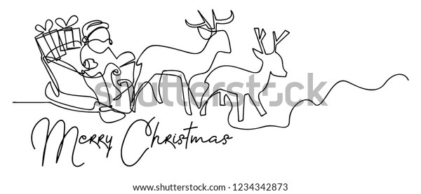 Continuous Line Drawing Santa Claus Sitting Stock Image