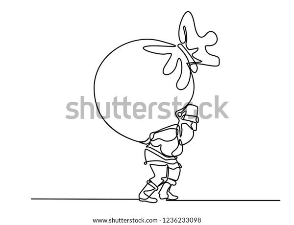 Continuous Line Drawing Santa Claus Sitting Stock Vector