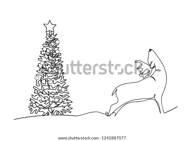 Continuous Line Drawing Santa Claus Sitting Stock Vector