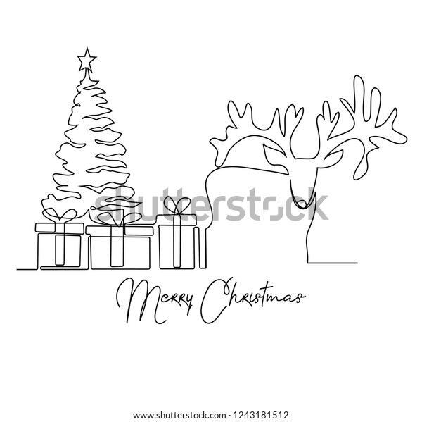 Continuous Line Drawing Santa Claus Sitting Stock Vector