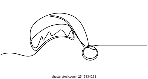 Continuous line drawing of santa hat. Santa hat continuous line icon, Hand Drawn Santa Hat, Christmas Hat Continuous Line Editable Stroke, Continuous line drawing of cap of santa.