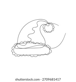 continuous line drawing Santa hat illustration