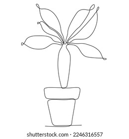 
continuous line drawing of a sapling in a leaf pot vector illustration