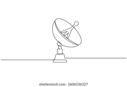 Continuous line drawing of satellite dish, object one line single line art, Technology device symbol design concept. Decorative elements drawn on a white background.