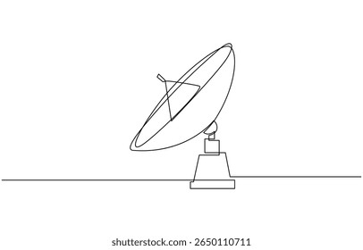 Continuous line drawing of satellite dish, object one line single line art, Continuous line drawing of satellite dish, tecnologi design vector illustration.