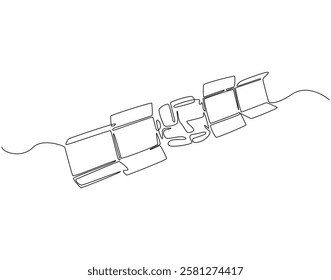 Continuous line drawing of satellite. Single line illustration of satellite in space. Communication technology concept. Editable outline