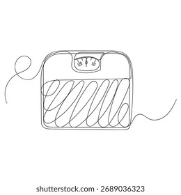 Icono de ilustración de peso corporal de escalas de dibujo de línea continua