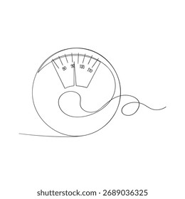 Icono de ilustración de peso corporal de escalas de dibujo de línea continua