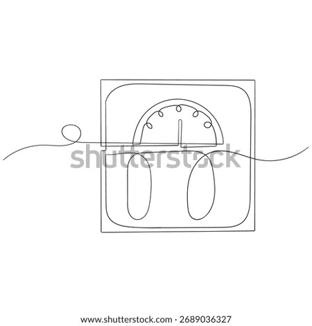 continuous line drawing scales body weight illustration icon
