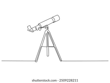 Desenho em linha contínua de um telescópio escolar. Ilustração de vetor minimalista com um único contorno, desenhado à mão e isolado.