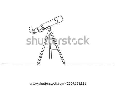 Continuous line drawing of a school telescope. Minimalist vector illustration with a single outline, hand-drawn and isolated.