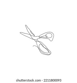 continuous line drawing scissor illustration