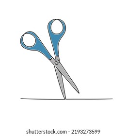 Continuous line drawing of scissors. Vector illustration