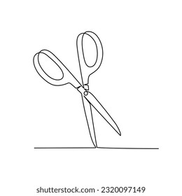 Continuous line drawing of scissors. Vector illustration
