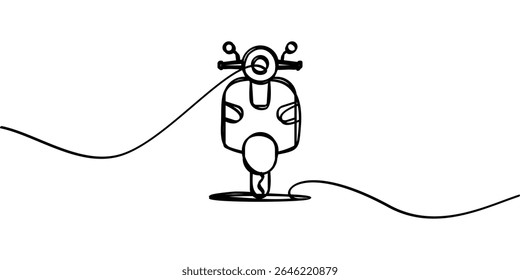 continuous line drawing of scooter symbol. abstract line art illustration