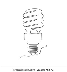  continuous line drawing of a screw light bulb