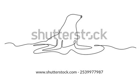 continuous line drawing of sea lion.one line drawing of wild animal sea lion.single line vector illustration.isolated white background