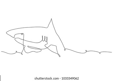 continuous line drawing of sea shark vector illustration