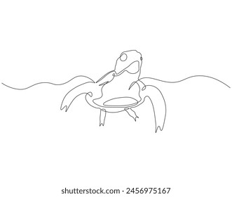Continuous line drawing of sea turtle. One line of sea turtle. Marine animal concept continuous line art. Editable outline.