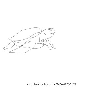 Continuous line drawing of sea turtle. One line of sea turtle. Marine animal concept continuous line art. Editable outline.