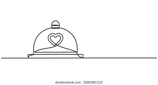 Continuous Line Drawing of Serving Icon. Hand Drawn Symbol Vector Illustration, hand drawn doodle serving food icon illustration in continuous line art style vector, Banquet Service Continuous Line. 