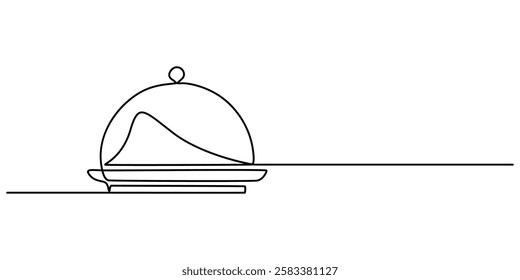 Continuous Line Drawing of Serving Icon. Hand Drawn Symbol Vector Illustration, hand drawn doodle serving food icon illustration in continuous line art style vector, Banquet Service Continuous Line. 