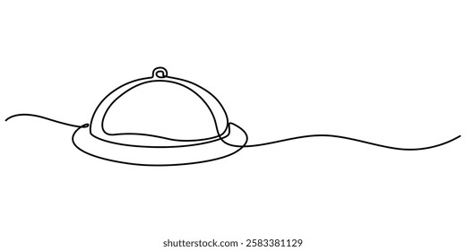 Continuous Line Drawing of Serving Icon. Hand Drawn Symbol Vector Illustration, hand drawn doodle serving food icon illustration in continuous line art style vector, Banquet Service Continuous Line. 