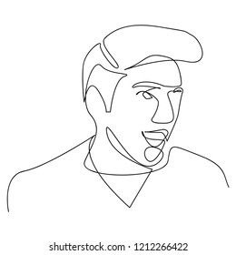 Continuous line, drawing of set faces and hairstyle, fashion concept, men beauty minimalist, vector