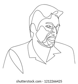 Continuous line, drawing of set faces and hairstyle, fashion concept, men beauty minimalist, vector