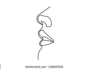 Continuous line, drawing of set faces and hairstyle, fashion concept, woman beauty minimalist, vector 