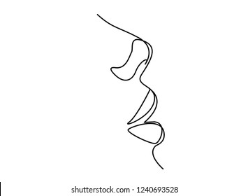 Continuous line, drawing of set faces and hairstyle, fashion concept, woman beauty minimalist, vector 