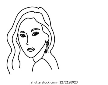Continuous line, drawing of set faces and hairstyle, fashion concept, woman beauty minimalist, vector illustration for t-shirt, slogan design print graphics style
