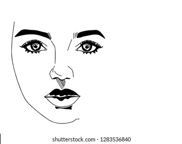 Continuous line, drawing of set faces and hairstyle, fashion concept, woman beauty minimalist, vector illustration for t-shirt, slogan design print graphics style
