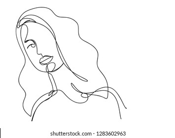 Continuous line, drawing of set faces and hairstyle, fashion concept, woman beauty minimalist, vector illustration for t-shirt, slogan design print graphics style
