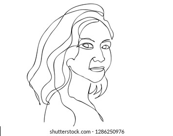 Continuous line, drawing of set faces and hairstyle, fashion concept, woman beauty minimalist, vector illustration for t-shirt, slogan design print graphics style
