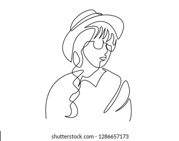 Continuous line, drawing of set faces and hairstyle, fashion concept, woman beauty minimalist, vector illustration for t-shirt, slogan design print graphics style
