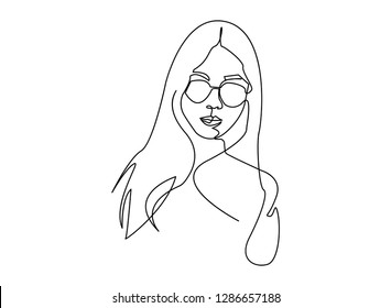 Continuous line, drawing of set faces and hairstyle, fashion concept, woman beauty minimalist, vector illustration for t-shirt, slogan design print graphics style
