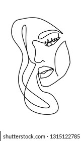 Continuous line, drawing of set faces and hairstyle, fashion concept, woman beauty minimalist, vector illustration for t-shirt, slogan design print graphics style