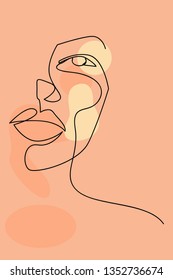 Continuous line, drawing of set faces and hairstyle, fashion concept, woman beauty minimalist, vector illustration for t-shirt, slogan design print graphics style