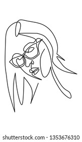 Continuous line, drawing of set faces and hairstyle, fashion concept, woman beauty minimalist, vector illustration for t-shirt, slogan design print graphics style