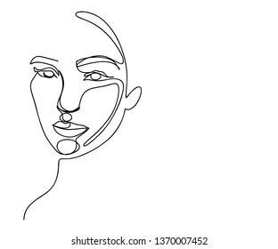 Abstract One Line Continuous Face Contemporary Stock Vector (Royalty ...