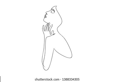 Continuous line, drawing of set faces and hairstyle, fashion concept, woman beauty minimalist, vector illustration for t-shirt, slogan design print graphics style