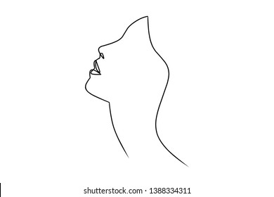 Continuous line, drawing of set faces and hairstyle, fashion concept, woman beauty minimalist, vector illustration for t-shirt, slogan design print graphics style