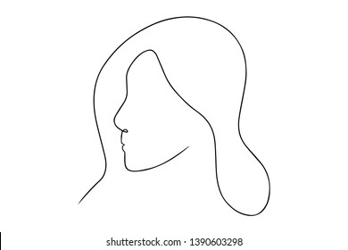 Continuous line, drawing of set faces and hairstyle, fashion concept, woman beauty minimalist, vector illustration for t-shirt, slogan design print graphics style