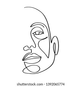 Continuous line, drawing of set faces and hairstyle, fashion concept, woman beauty minimalist, vector illustration for t-shirt, slogan design print graphics style
