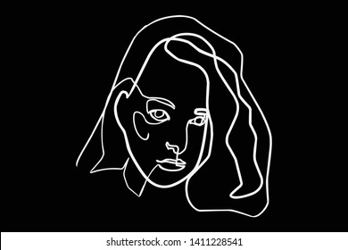 Symbol Depicting Face Girl Long Hair Stock Vector (Royalty Free ...