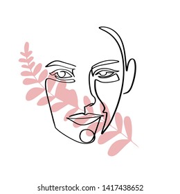 Continuous line, drawing of set faces and hairstyle, fashion concept, woman beauty minimalist, vector illustration for t-shirt, slogan design print graphics style